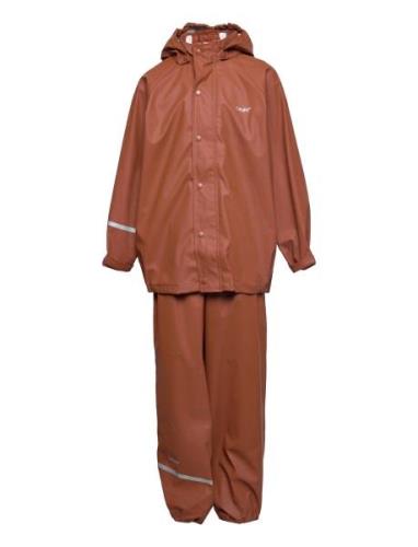 Basic Rainwear Suit -Solid Outerwear Rainwear Rainwear Sets Brown CeLa...