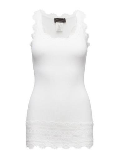 Silk Top W/ Lace Tops T-shirts & Tops Sleeveless White Rosemunde