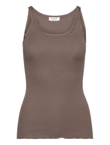 Rwbelle U-Neck Strap Elastic Top Tops T-shirts & Tops Sleeveless Brown...