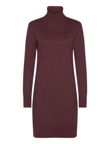 U6801, Milasz Rollneck Dress Knelang Kjole Burgundy Saint Tropez