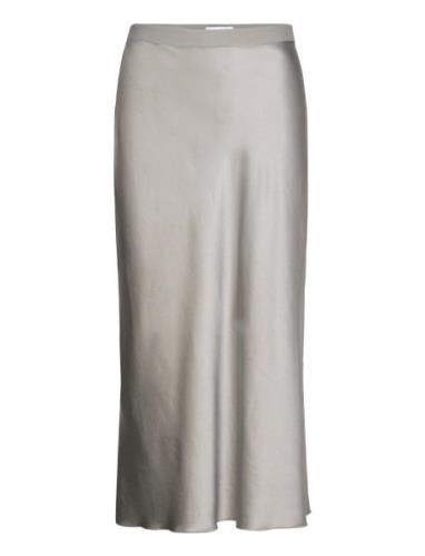 Hana Satin Silk Skirt Designers Knee-length & Midi Grey Ahlvar Gallery