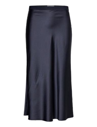 Hana Satin Silk Skirt Designers Knee-length & Midi Blue Ahlvar Gallery