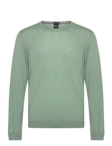 Leno-P Tops Knitwear Round Necks Green BOSS