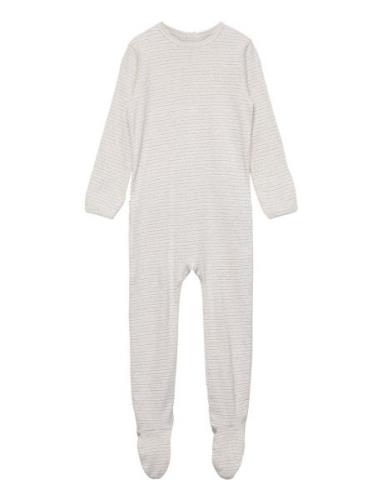 Striped Jersey Full Body W. Back Opening Langermet Bodysuit Grey Copen...