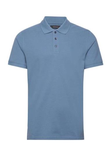 Mapoleo Melange Tops Polos Short-sleeved Blue Matinique