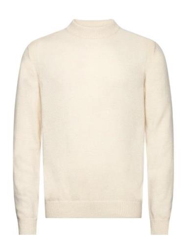 Akrico Lambswool Knit Tops Knitwear Round Necks Cream Anerkjendt