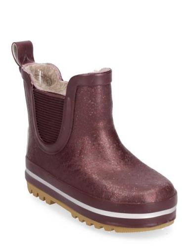 Short Winter Wellies - Glitter Vinterstøvletter Pull On Brown Mikk-lin...