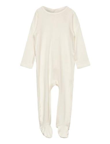 Rib Jersey Full Body W. Back Opening Langermet Bodysuit Cream Copenhag...