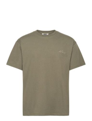 Crew T-Shirt Tops T-shirts Short-sleeved Khaki Green Les Deux