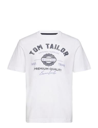 Logo Tee Tops T-shirts Short-sleeved White Tom Tailor