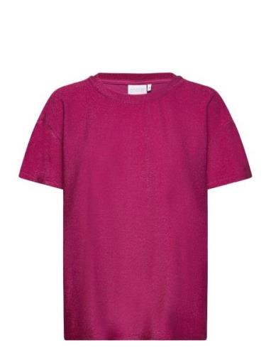 Shimmer Tee In Lurex Jersey Tops T-shirts & Tops Short-sleeved Pink Co...