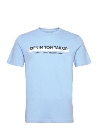 Printed T-Shirt Tops T-shirts Short-sleeved Blue Tom Tailor