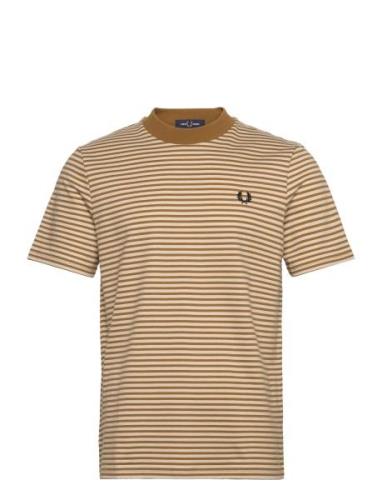 Fine Stripe Tee Tops T-shirts Short-sleeved Khaki Green Fred Perry