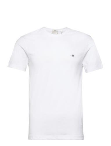 Slim Shield Ss T-Shirt Tops T-shirts Short-sleeved White GANT