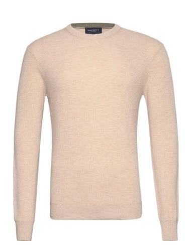 Rib Knit Crew Tops Knitwear Round Necks Beige Hackett London