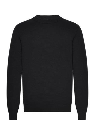 Slhdane Ls Knit Structure Crew Neck Noos Tops Knitwear Round Necks Bla...