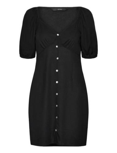 Vmmymilo 2/4 Short Button Dress Wvn Ga Kort Kjole Black Vero Moda