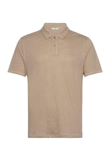 Duke Linen Polo Ss Tops Polos Short-sleeved Beige Gabba