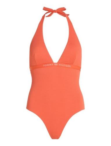 Halter Piece Rp Badedrakt Badetøy Orange Tommy Hilfiger