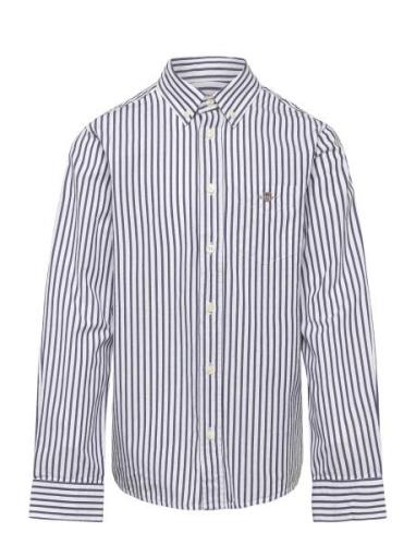 Striped Shield B.d Poplin Shirt Tops Shirts Long-sleeved Shirts Blue G...