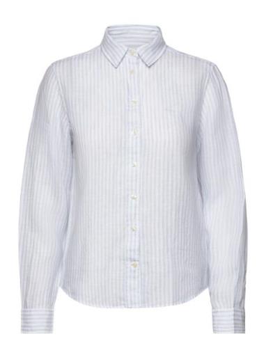 Reg Linen Stripe Shirt Tops Shirts Long-sleeved Blue GANT