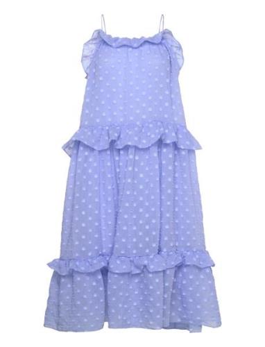 Maxi Strap Frill Dress Knelang Kjole Blue Stella Nova