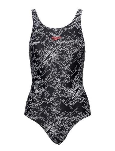 Speedo Boom Allover Muscleback Badedrakt Badetøy Black Speedo