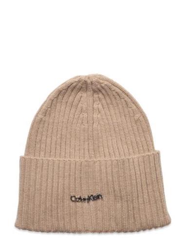 Ck Must Logo Beanie Accessories Headwear Beanies Beige Calvin Klein