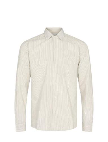 Akkurt L/S Placket Detail Tops Shirts Casual Cream Anerkjendt