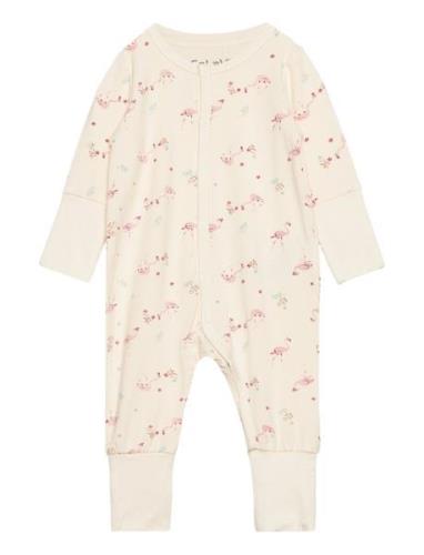 Jumpsuit Ls - Aop Langermet Bodysuit Cream CeLaVi