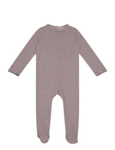 Striped Jersey Full Body W. Back Opening Langermet Bodysuit Blue Copen...