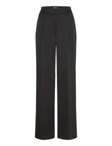 D6Jules Satin Pants Bottoms Trousers Wide Leg Black Dante6