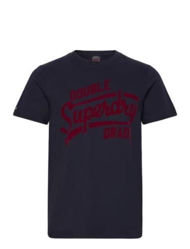 Athletic Script Graphic Tee Tops T-shirts Short-sleeved Navy Superdry