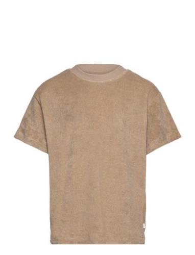 Grhasselt Terry Tee Tops T-shirts Short-sleeved Beige Grunt