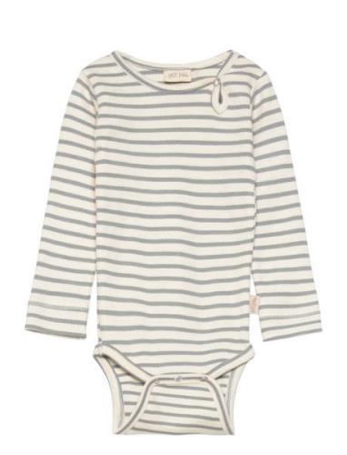 Body L/S Modal Striped Bodies Long-sleeved Blue Petit Piao