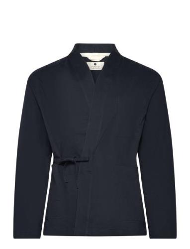 Akjesper Kimono Overshirt Tops Overshirts Navy Anerkjendt