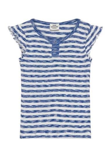 2X2 Cotton Stripe Cinne Tee Tops T-shirts Short-sleeved Blue Mads Nørg...