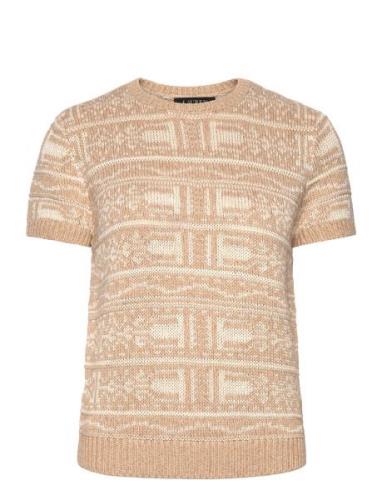 Geo-Motif Short-Sleeve Sweater Tops Knitwear Jumpers Beige Lauren Ralp...