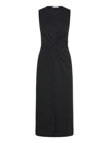 Midi-Dress With Draped Detail Knelang Kjole Black Mango