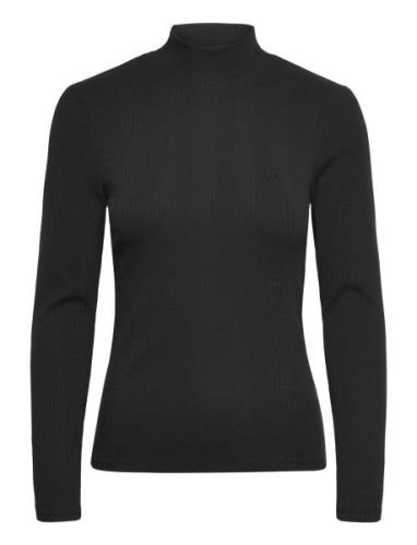 Ribbed Ls High Neck Tops Knitwear Turtleneck Black Lee Jeans