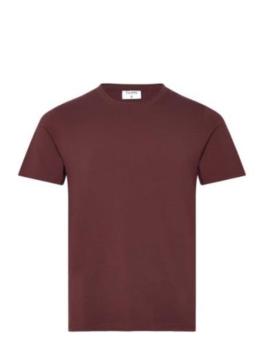 Stretch Cotton Tee Designers T-shirts Short-sleeved Burgundy Filippa K