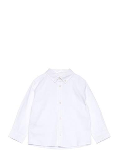 Oxford Cotton Shirt Tops Shirts Long-sleeved Shirts White Mango