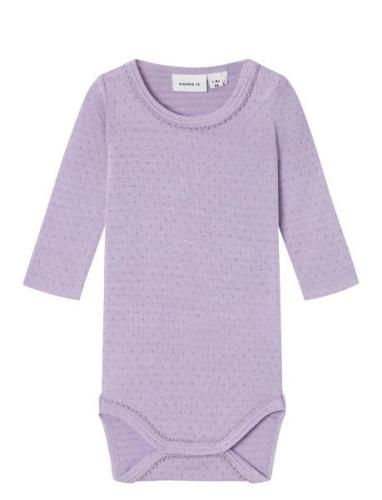 Nbfhusia R Ls Body Langermet Bodysuit Purple Name It