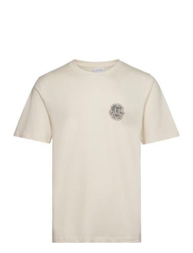 Globe T-Shirt Tops T-shirts Short-sleeved Cream Les Deux