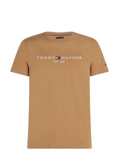 Tommy Logo Tee Tops T-shirts Short-sleeved Beige Tommy Hilfiger