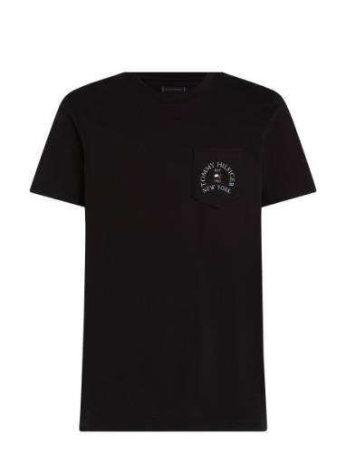 Hilfiger Arch Pocket Tee Tops T-shirts Short-sleeved Black Tommy Hilfi...