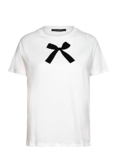 Bow Graphic Ss Tee Tops T-shirts & Tops Short-sleeved White French Con...