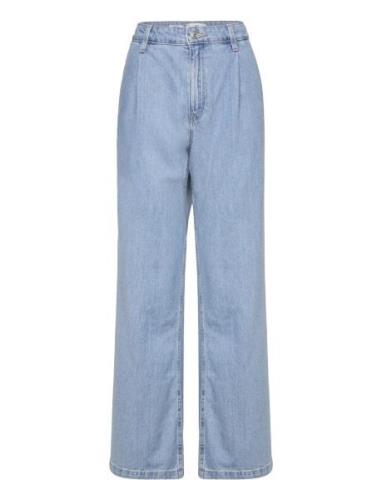 Straight Pleated Jeans Bottoms Jeans Straight-regular Blue Mango