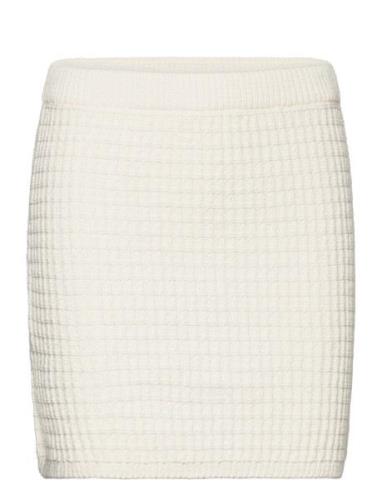 Knitted Miniskirt Kort Skjørt Cream Mango