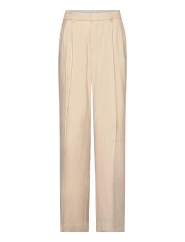 Chalk-Stripe Trousers Bottoms Trousers Suitpants Beige Mango